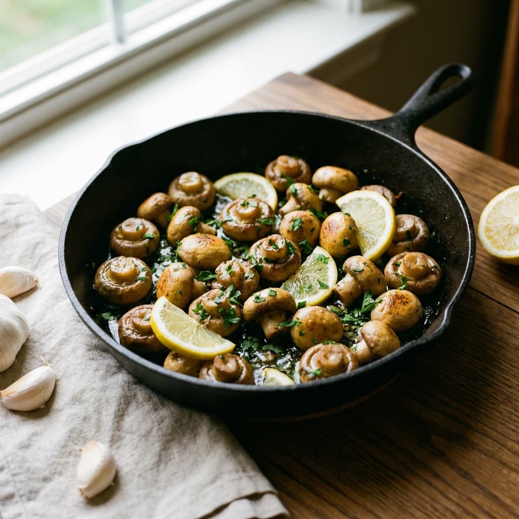 Garlic Sauteed Button Mushrooms